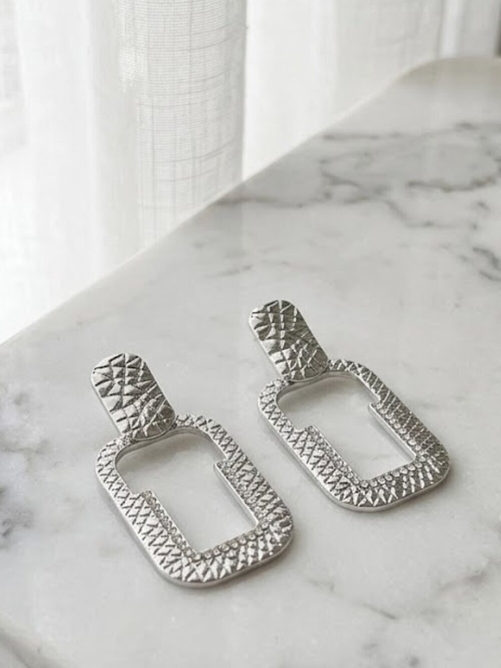 Silver Large Oversized Dangle Earrings